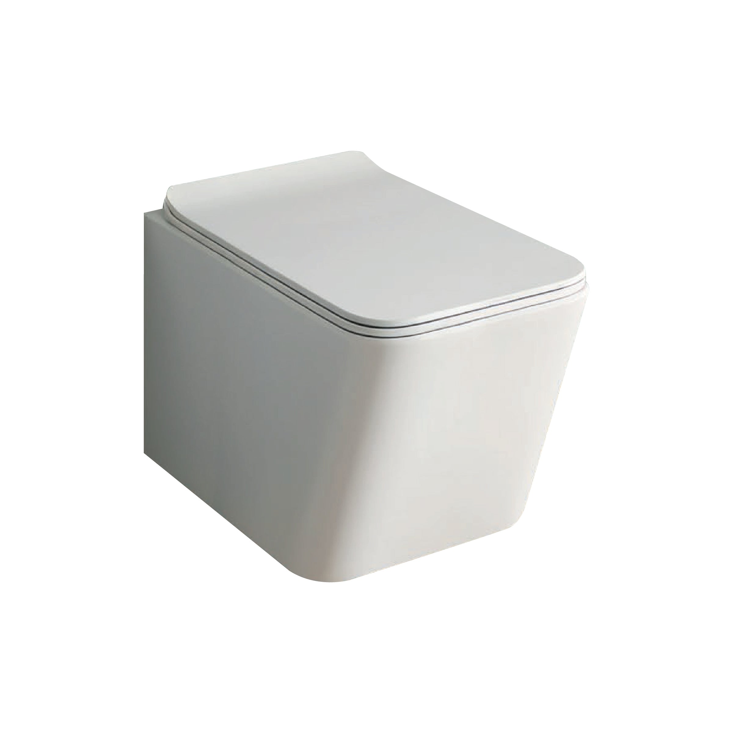 Inodoro Flotante Luna Cuadrado Blanco + Tapa De Asiento 3020(520X345X360) - Fratelli Premium